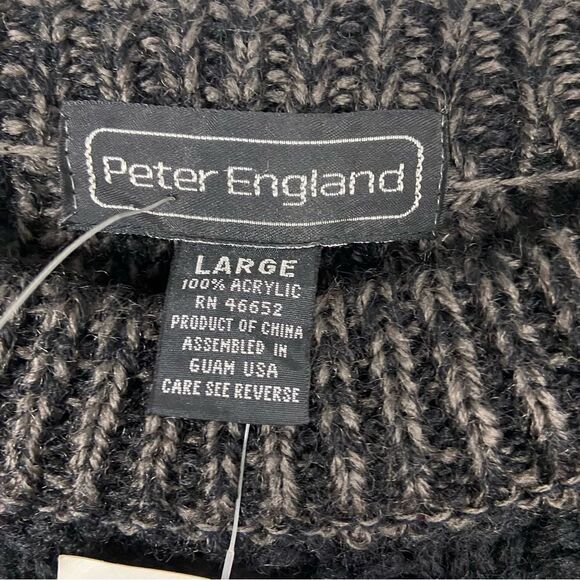 NWT Peter England Men’s Black Gray Loose Knit Sweater Funk Artsy Geometric Large - Picture 3 of 11